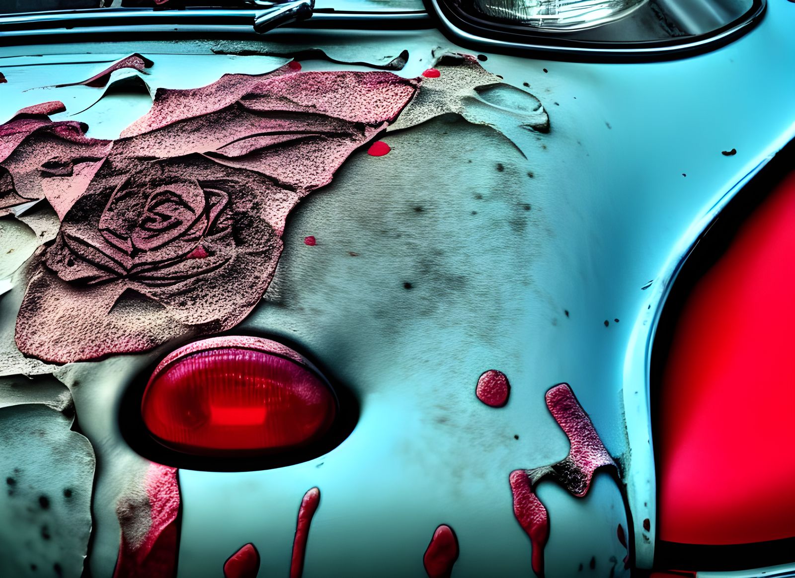 Porsche 911 Wreck Under Rose Bush