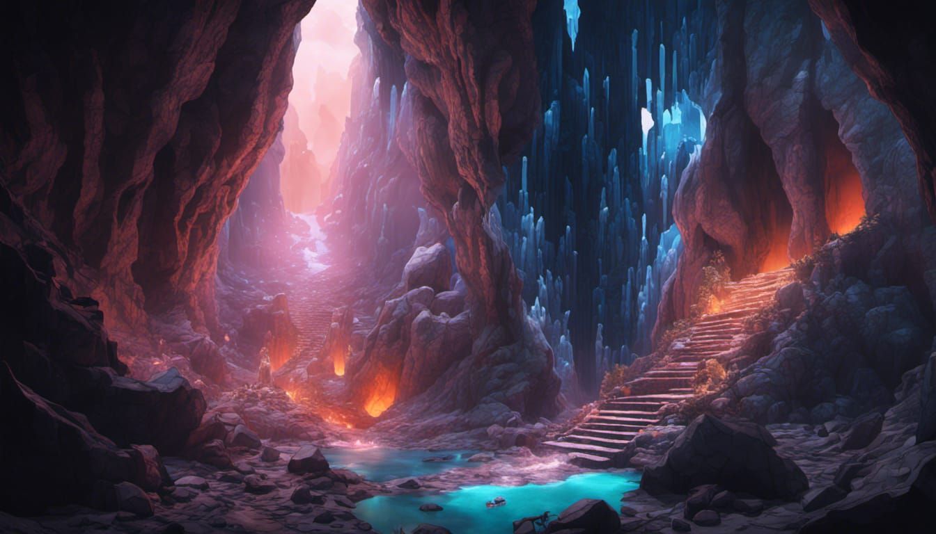 Inside a Crystal Mine: Detailed Fantasy Concept Art