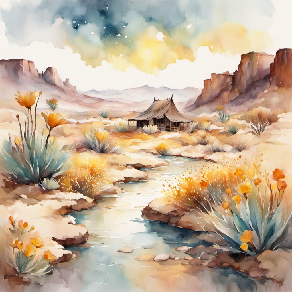 Ethereal Desert Oasis Blooms with Whimsical Magic