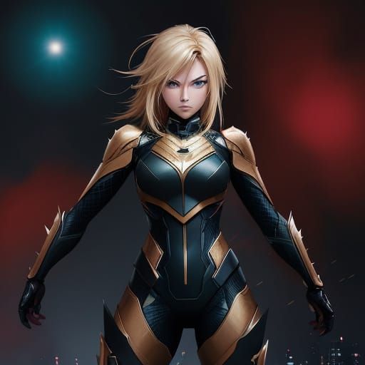 Chibi Anime Girl in Custom Superhero Suit