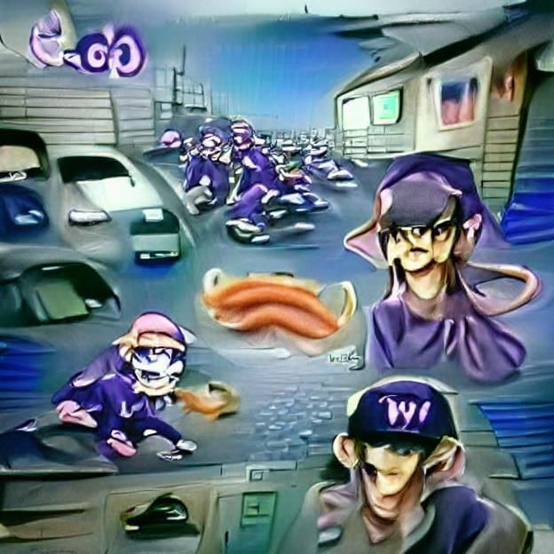 Waluigi as 90s Anime Character