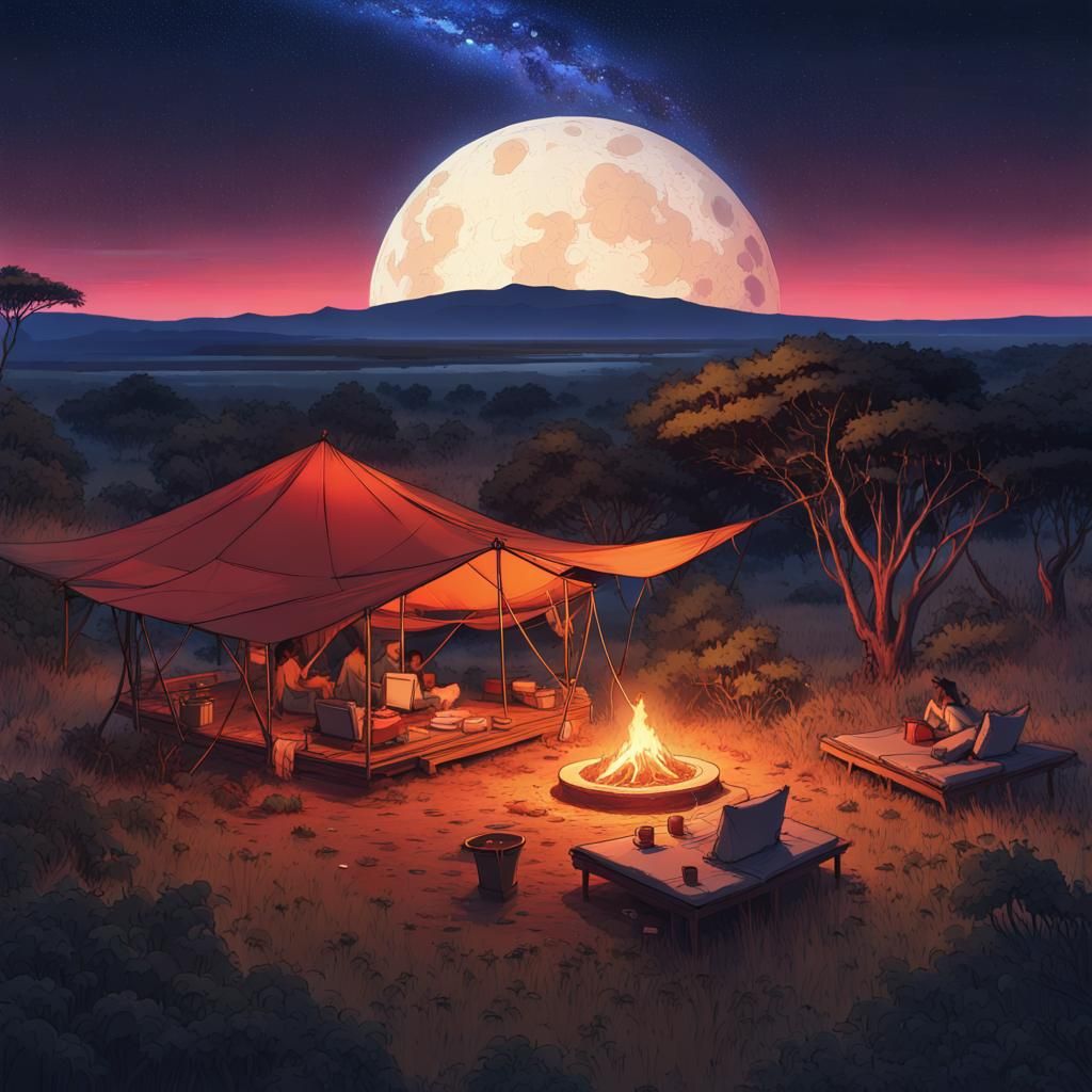 Magical Maasai Mara Lodge Campsite at Night