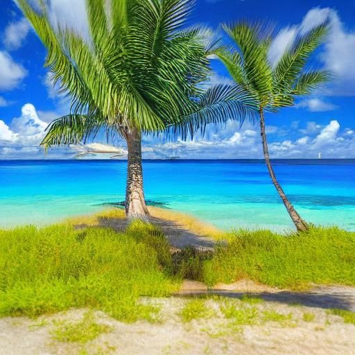 Lonely Palm in Impressionistic Caribbean Scene