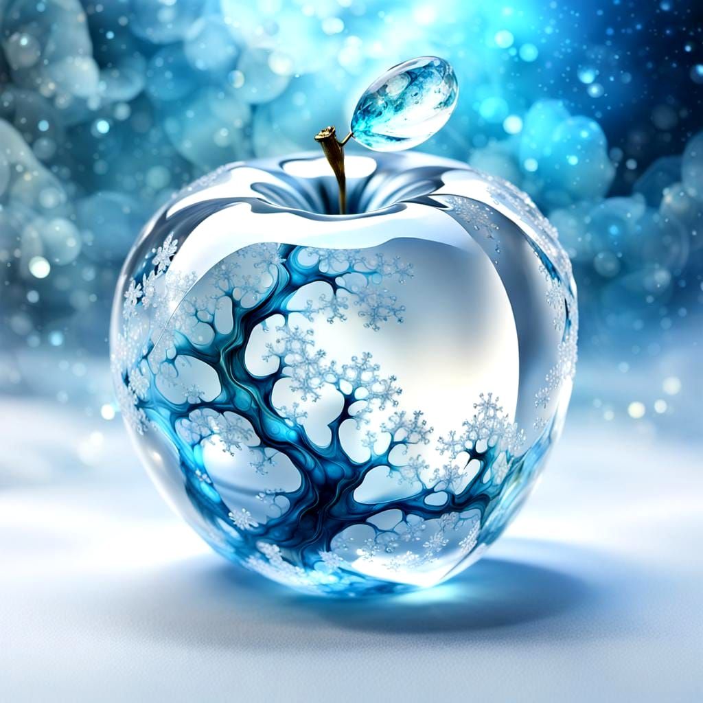 Explosive Fractal Apple Crystal Sculpture