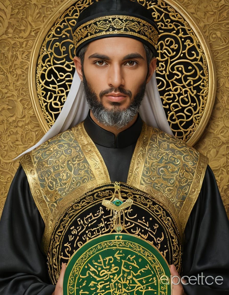 Majestic Islamic Saint in Resplendent Green and Gold