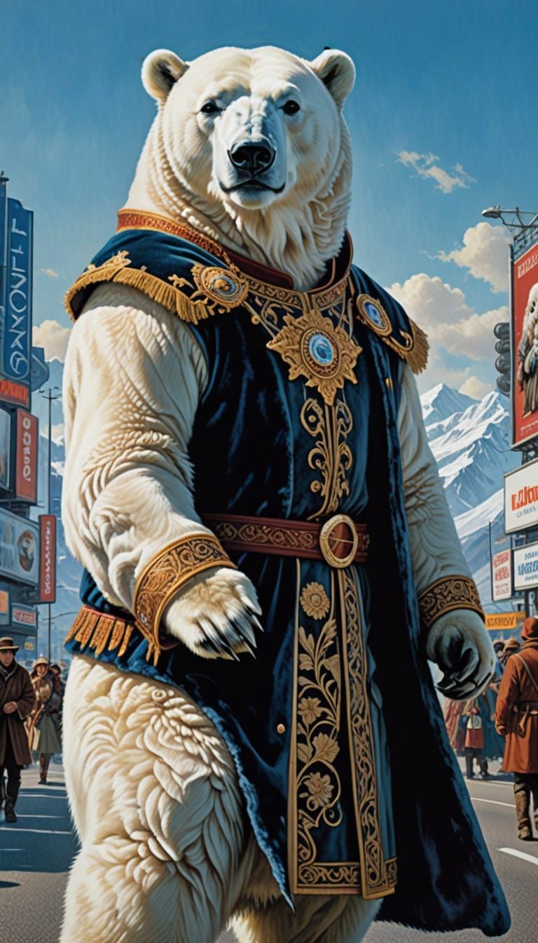 Polar Bear in Renaissance Costume Sells Klondike Bars