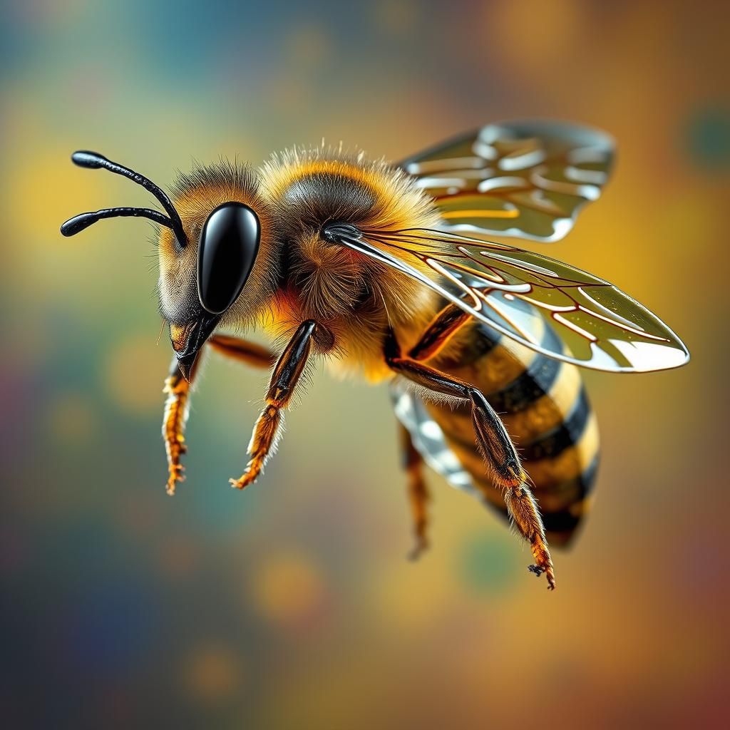 Glass Bee: Hyperrealistic Splash Art Concept