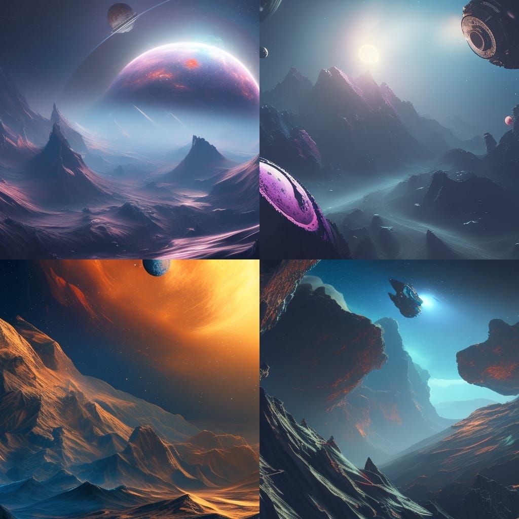 Detailed Outer Space Matte Painting in Deep Color