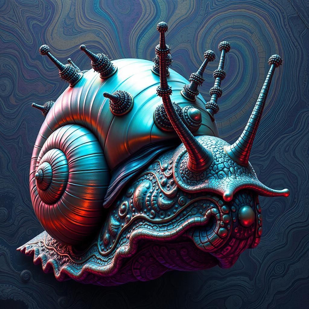 Colossal Snail with Mace-Like Clubs, Hyper-Realistic Detail
