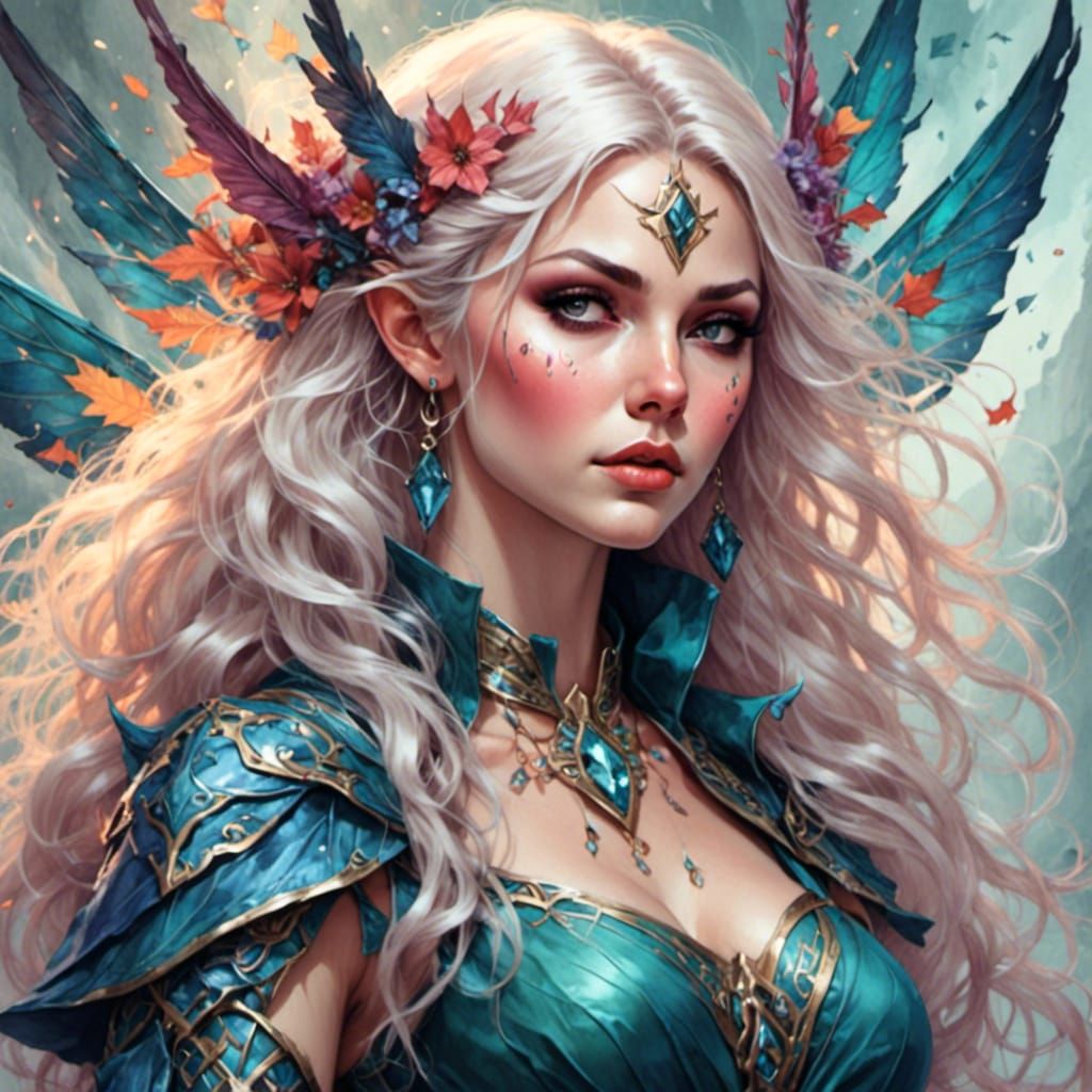 Fairy Sorceress with Wild Magic in Sketch Style