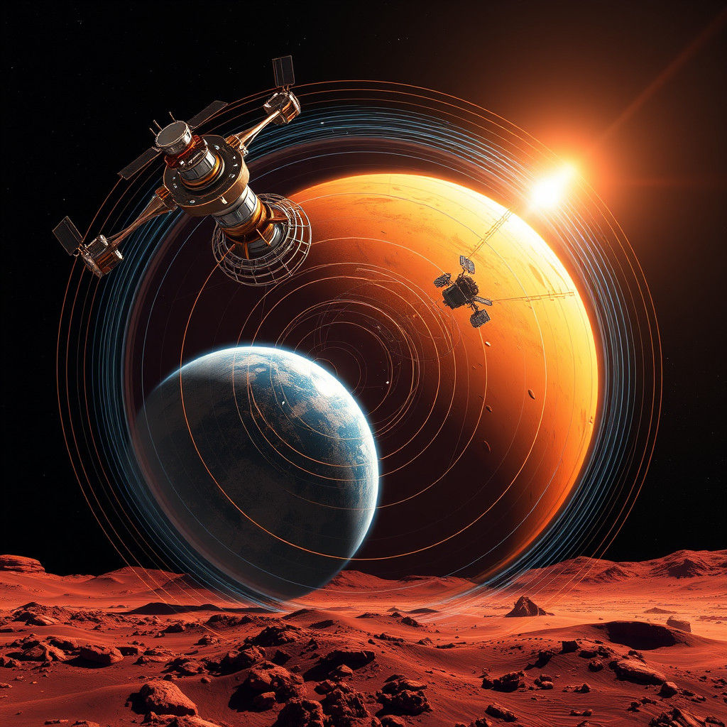 Mars Magnetosphere System: Technical Diagram in Hyperrealist...