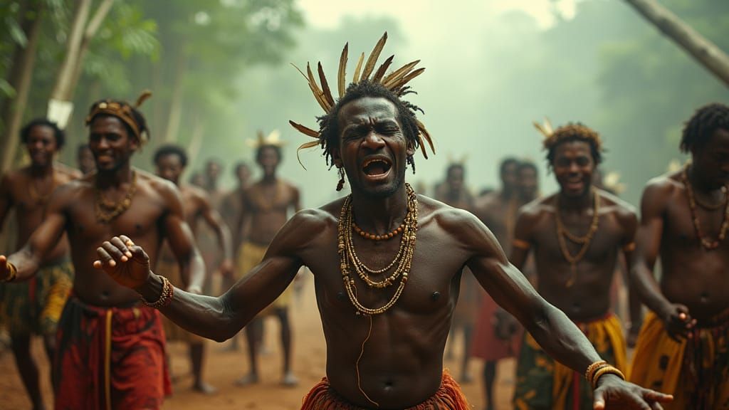African Tribe Ritual Dance in Cinematic Style