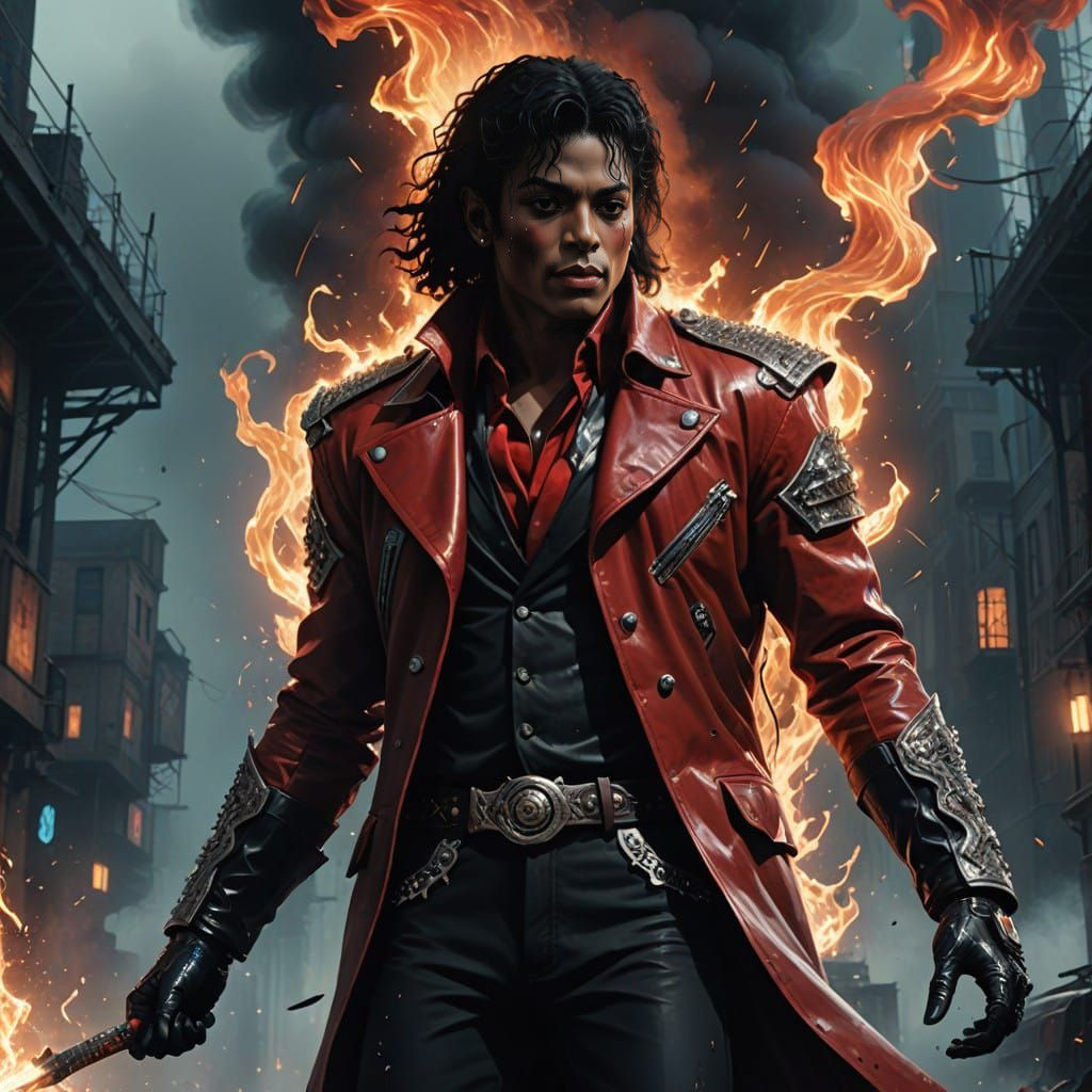 Michael Jackson in Cyberpunk Fantasy Attire