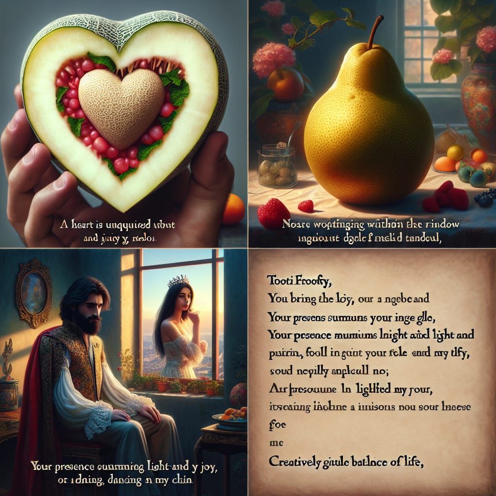 Surreal Heart in Melon, Hyperrealistic Digital Art