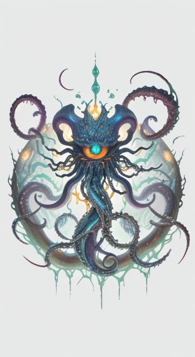 Cosmic Entity Rules Universe in Dark Fantasy Oil Painting