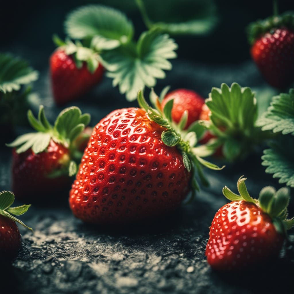 Cinematic Strawberry Close-up in 35mm Style