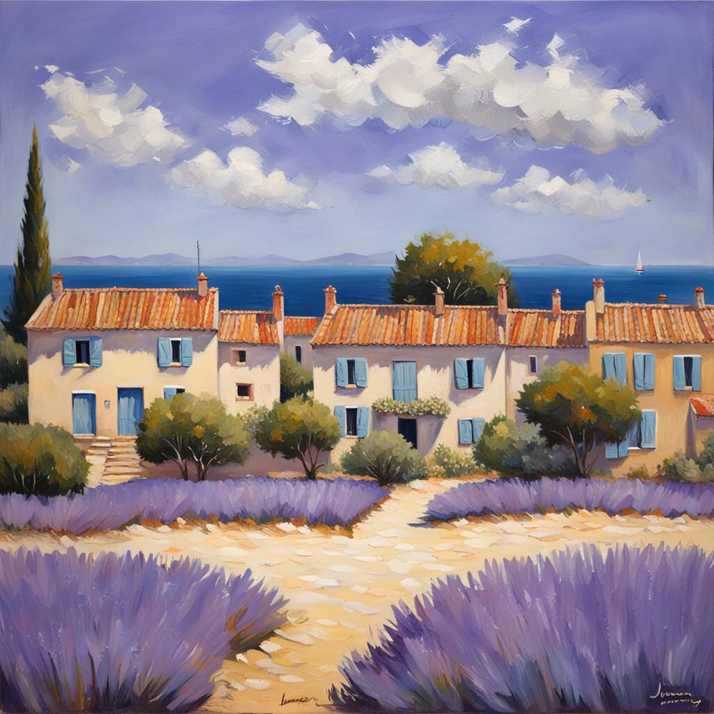 Provence Lavender Fields: An Oil Painting Landscape