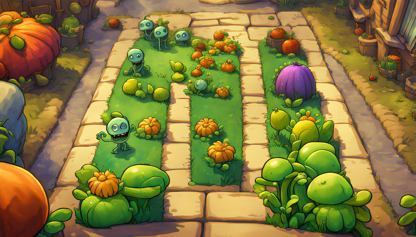 Hyperrealistic PVZ 2 Screenshot in Splash Art Style