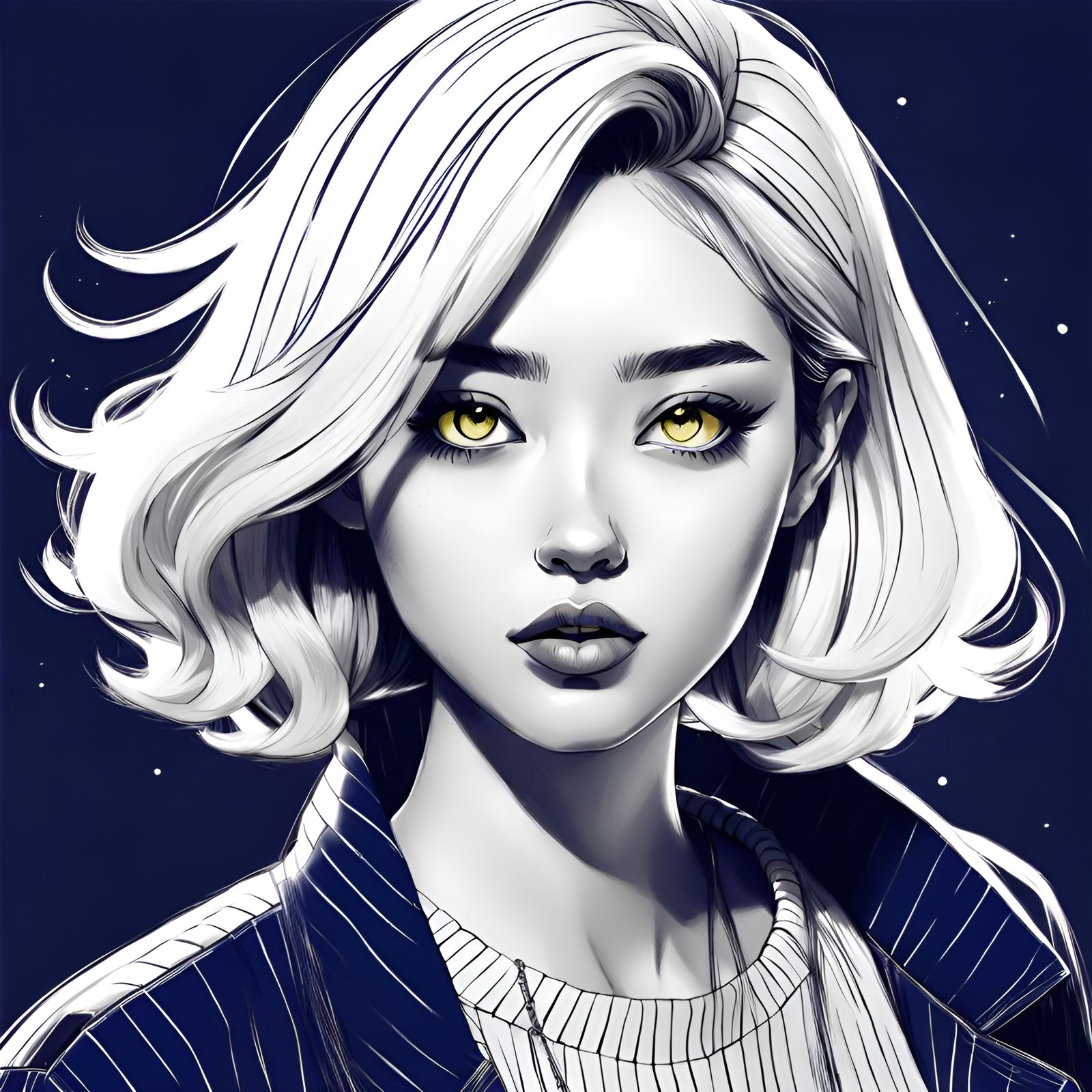 Manga Girl Sketch with Retro Filter Effects