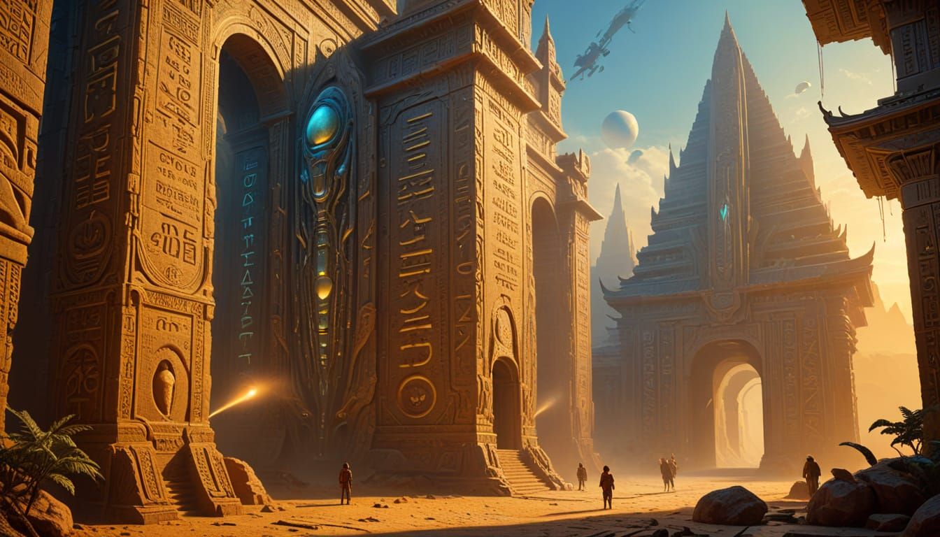 Surreal Alien Inscriptions in Retro Sci-Fi Style