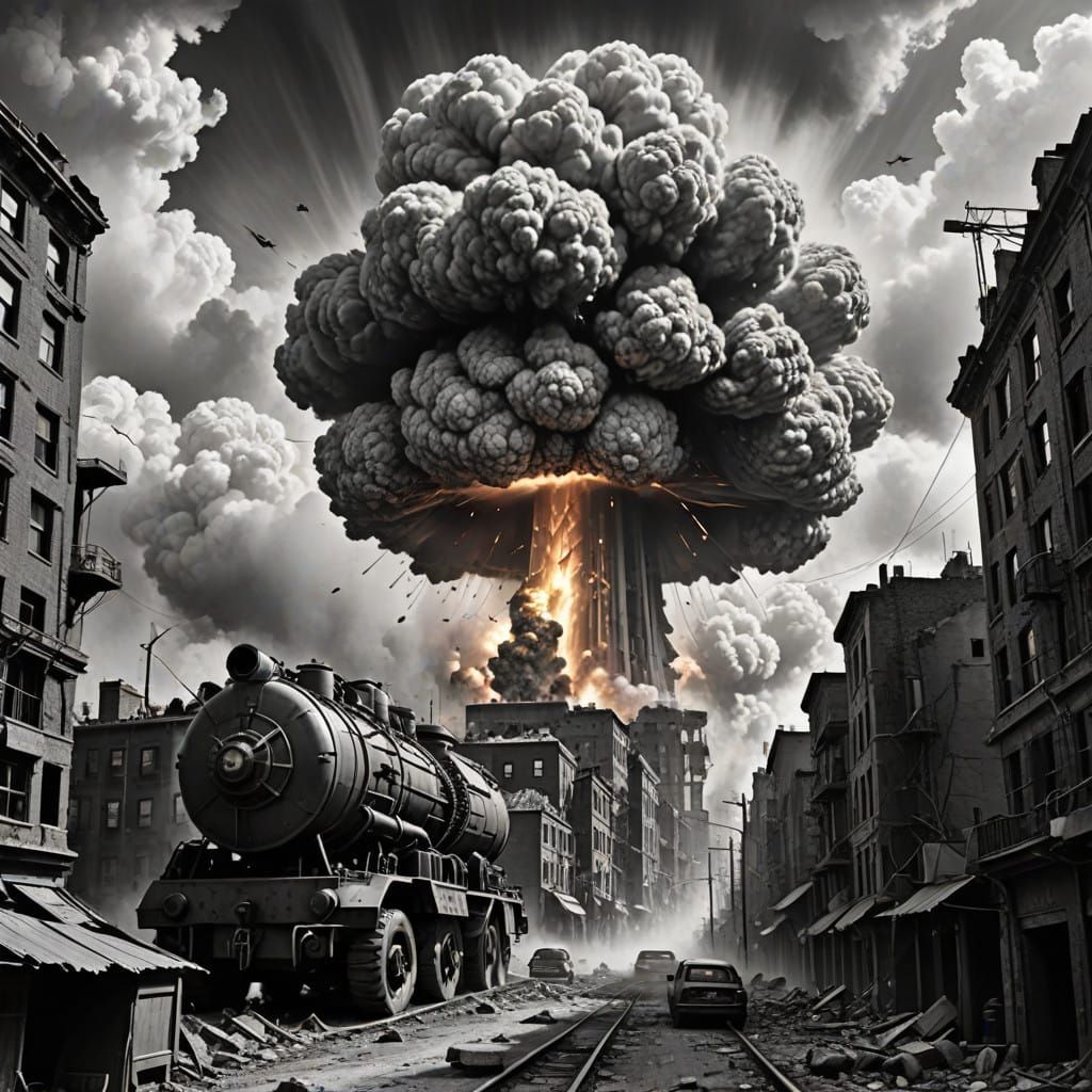 Apocalyptic Cityscape in Steampunk Comic Style