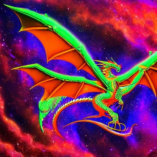 Holographic Dragon in Astral Cosmic Illustration
