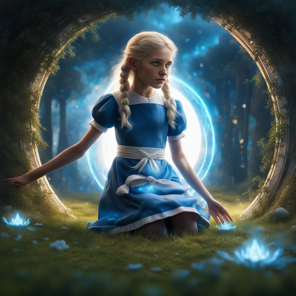 Girl Gazing into a Magical Portal