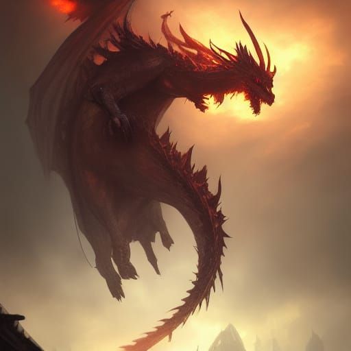 Dark Fantasy Half-Dragon Knight Concept Art