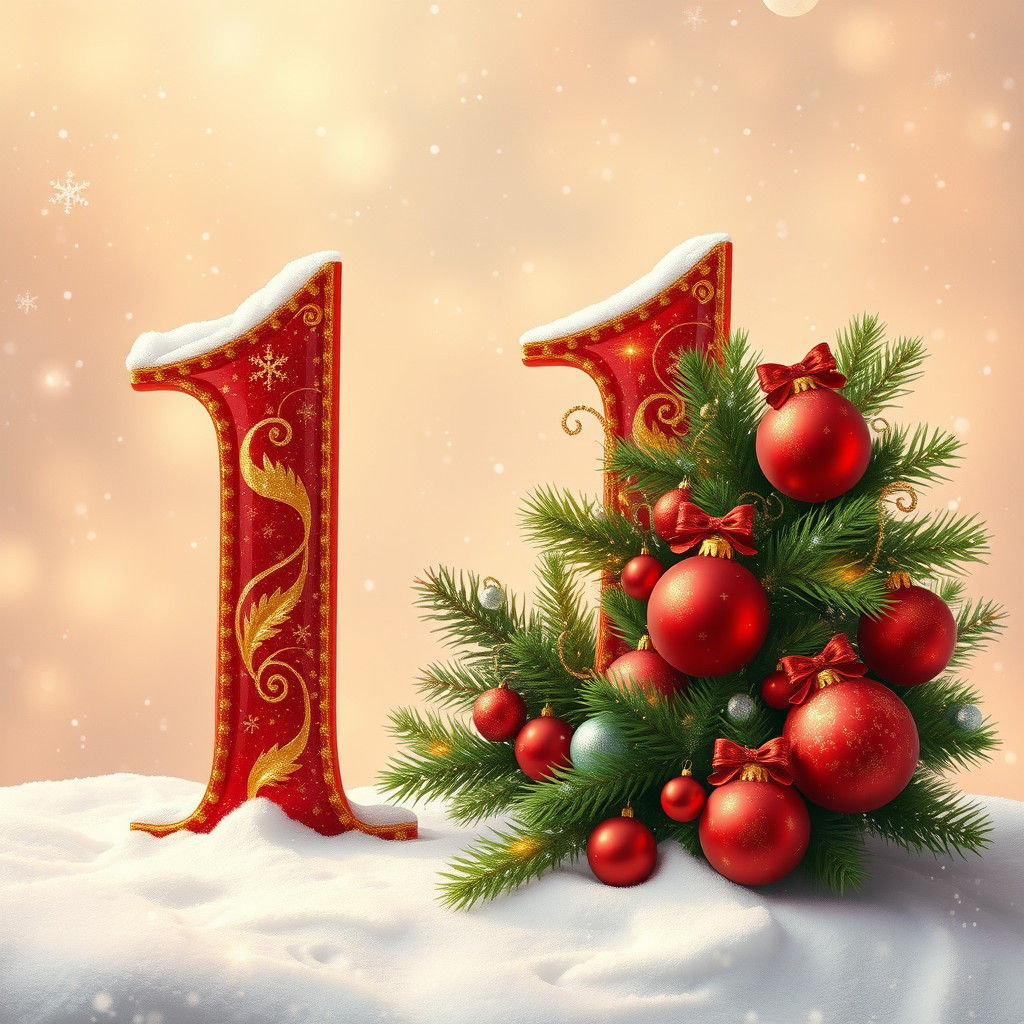 Ornate Christmas Number Eleven in Digital Dreamscape Style