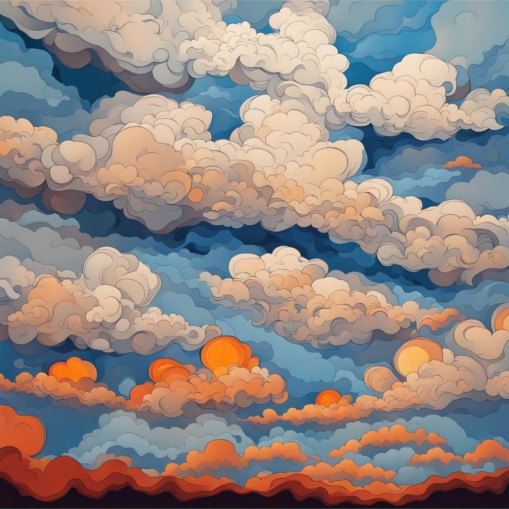 Abstract Cloudscape in Complementary Colors