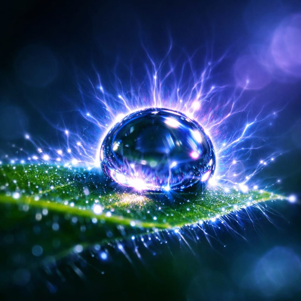 Kirlian Dewdrop Energy on Leaf