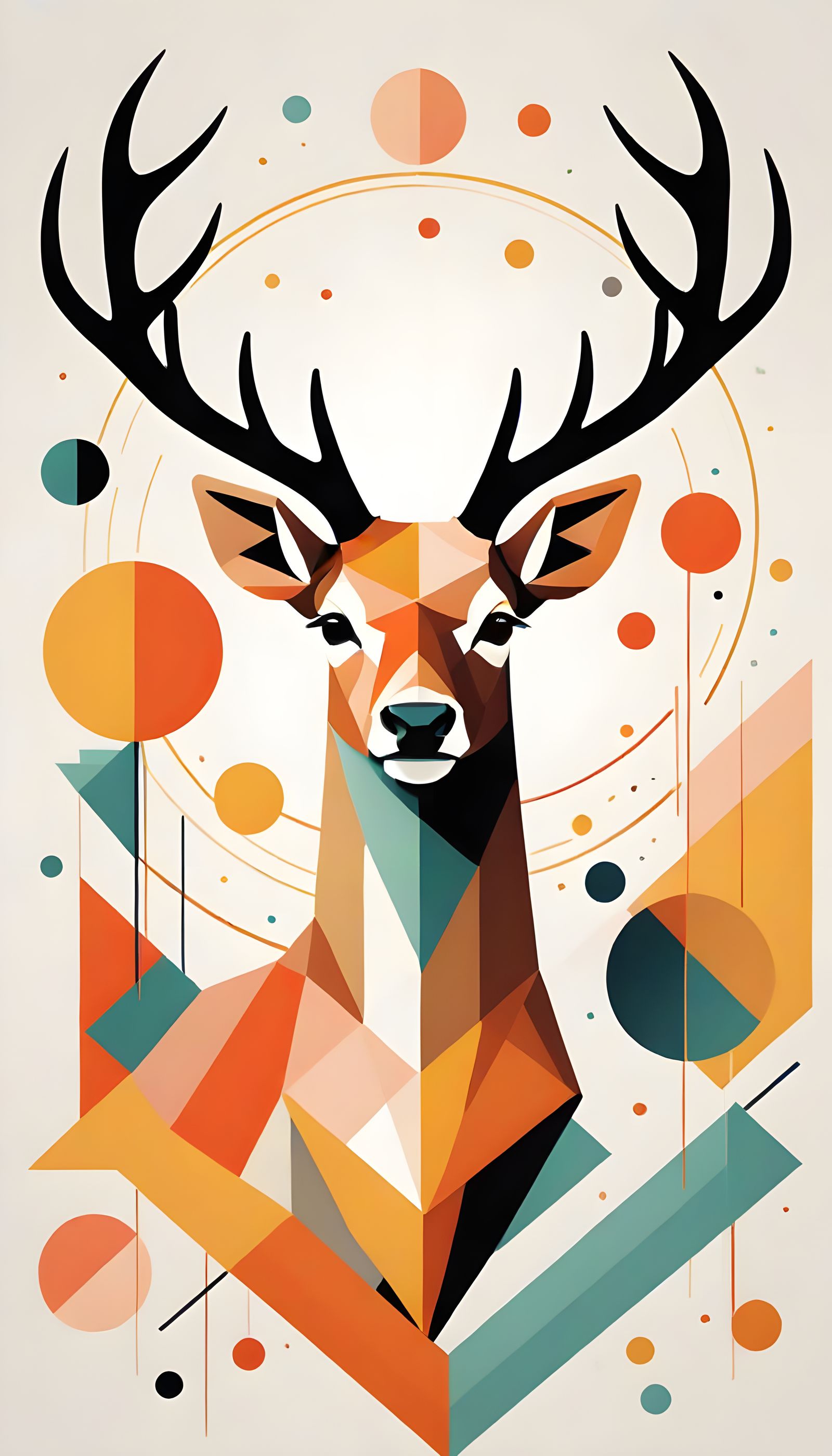 Abstract Stag Geometric Art in Earth Tones