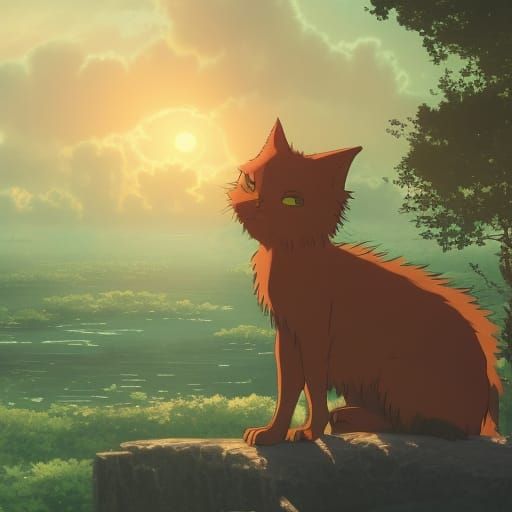 Apocalyptic Cat in Studio Ghibli Anime Style