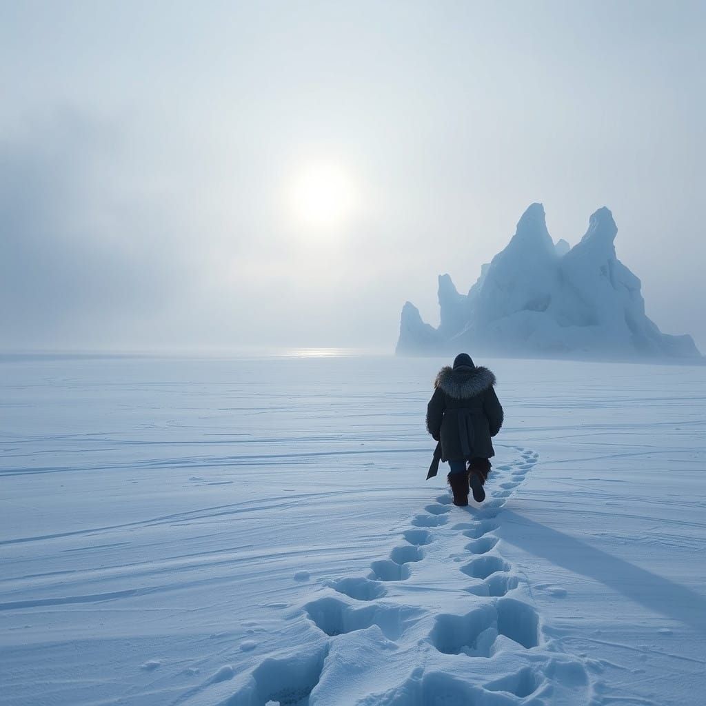 Frozen Wasteland in a Cyberpunk Aesthetic