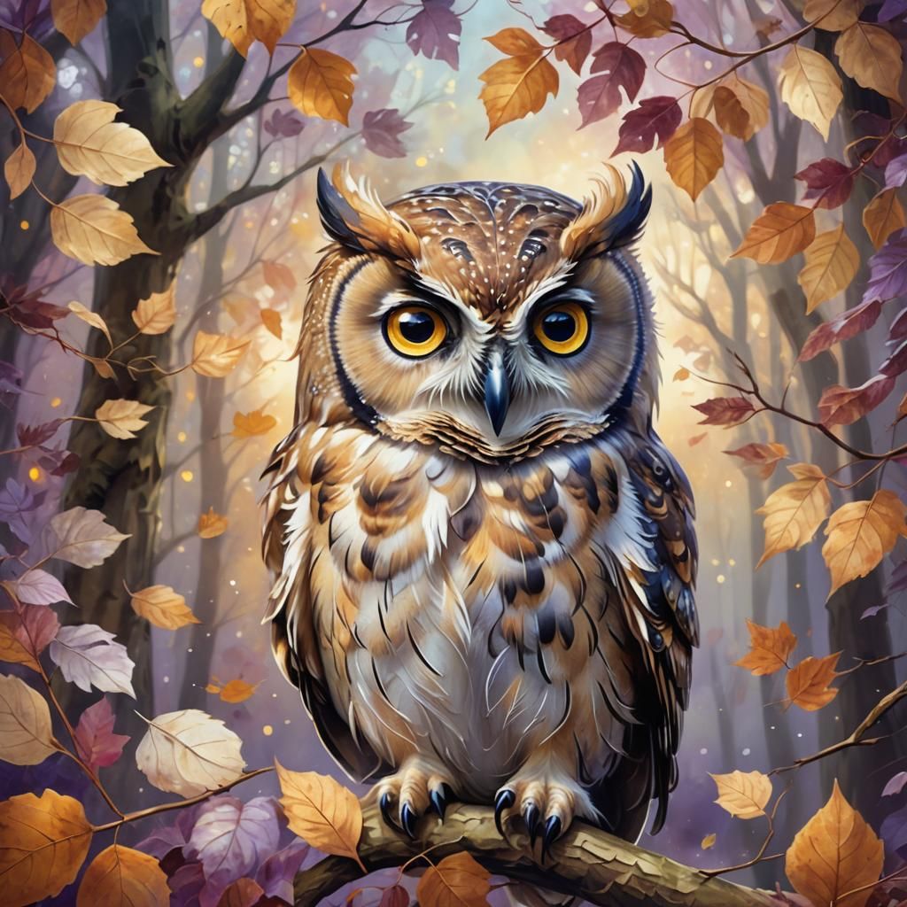 Enchanting Owl Portrait in Watercolor Style