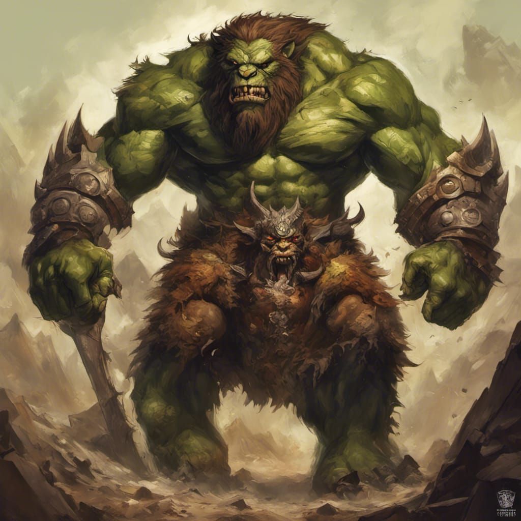 Colossal Armored Orc Warrior with Lion Teeth