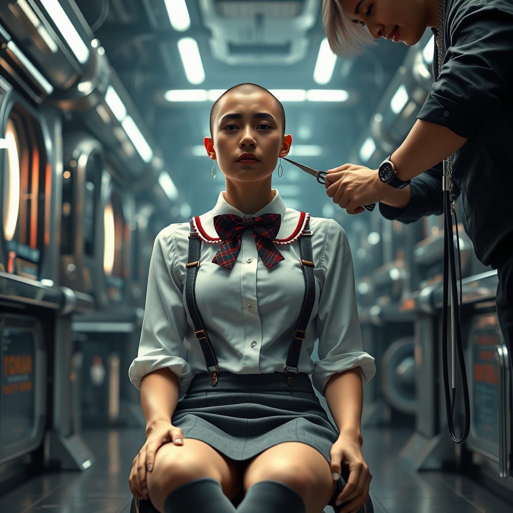 Futuristic Haircut in a Sci-Fi Salon