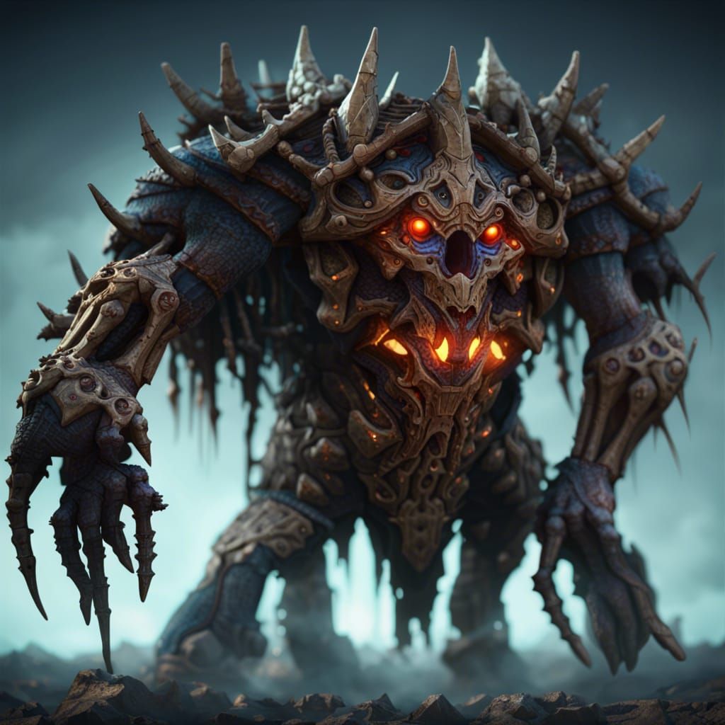 Detailed Bone Golem in Fantasy Concept Art