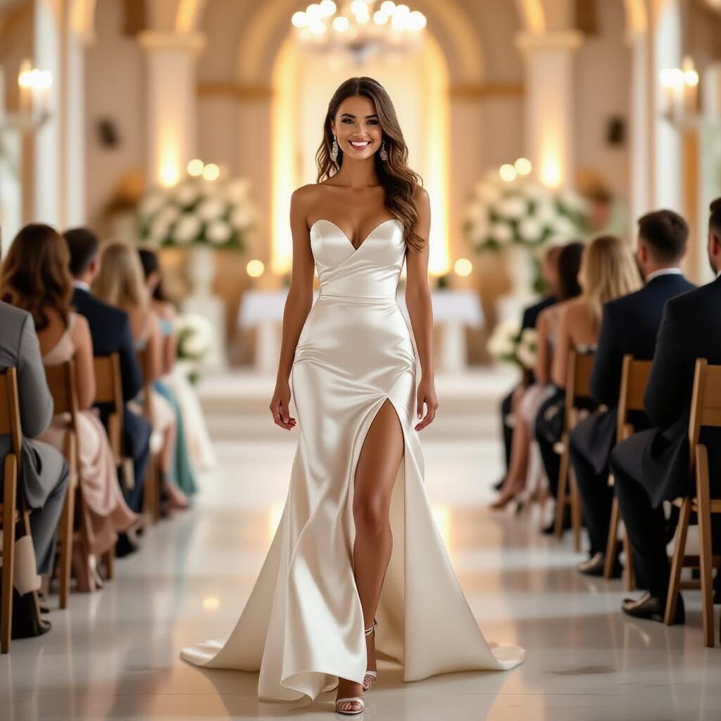 Macedonian Bride in Silk and Heels, Chapel Portrait