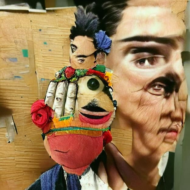 Frida Kahlo Puppet in Surreal Portrait