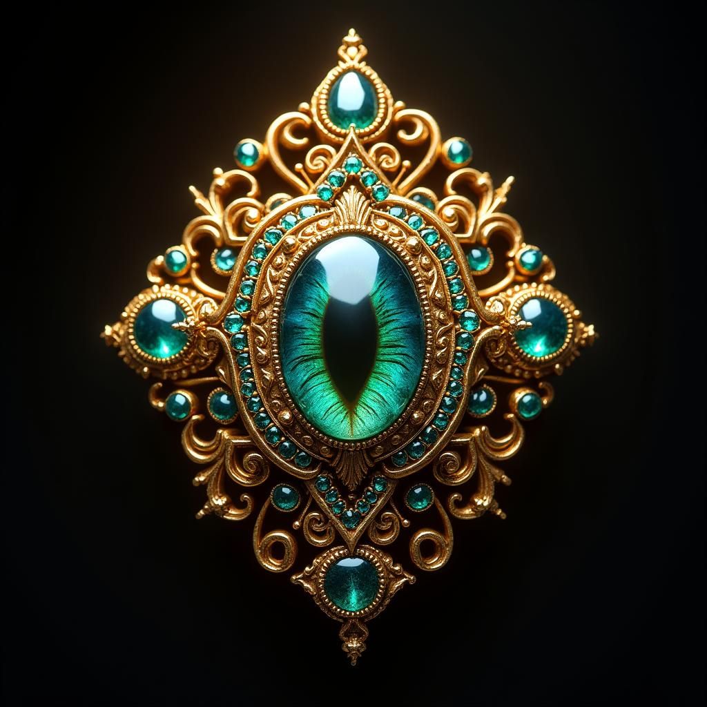 Ornate Gold Turkish Eye Jewelry in Fantasy Style