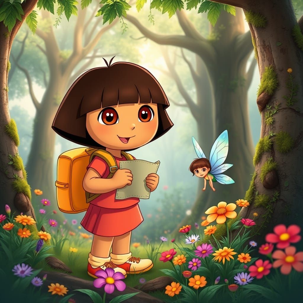 Whimsical Forest Encounter in Dreamy, Ethereal Style