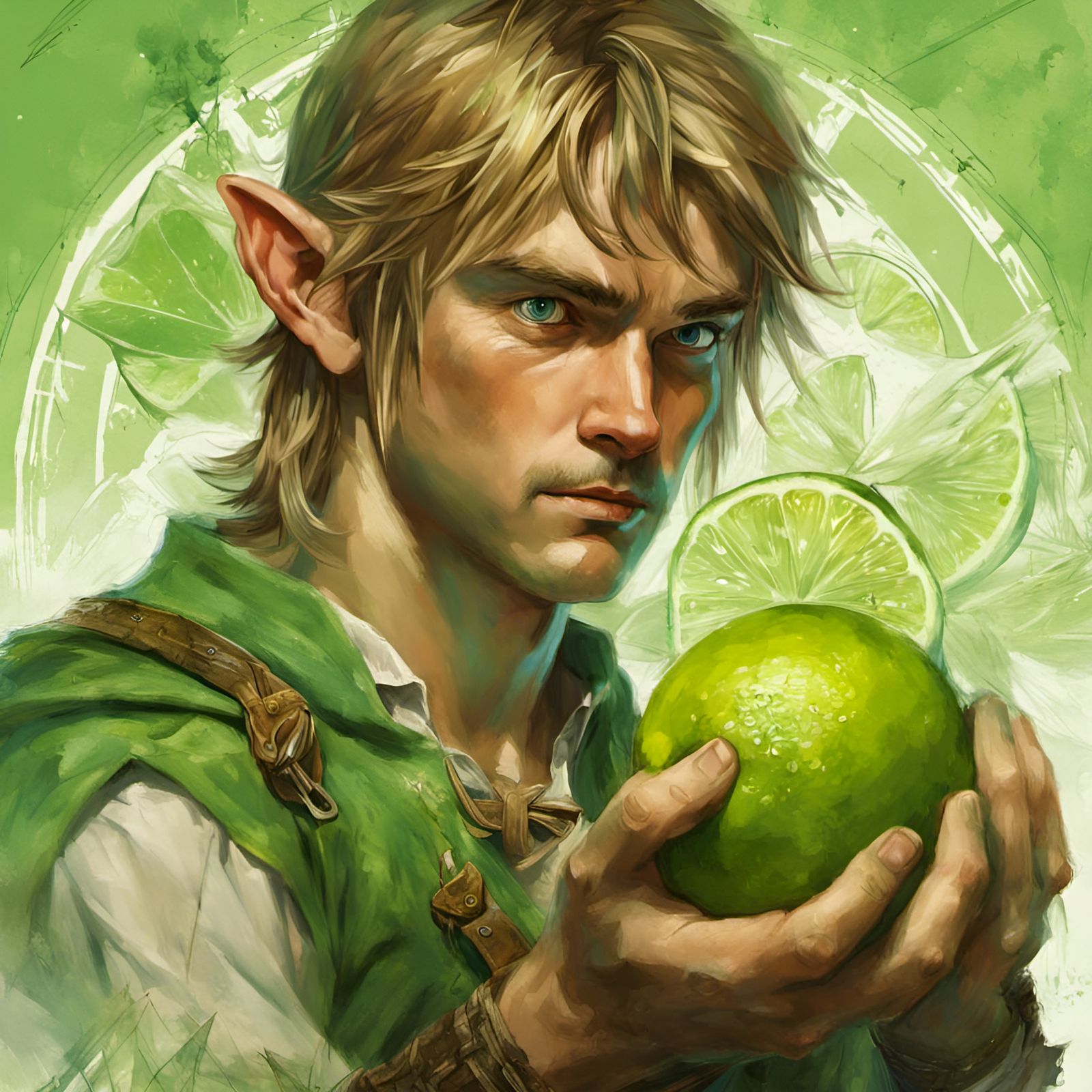 Link Portrait with Lime in Digital Illustration Style