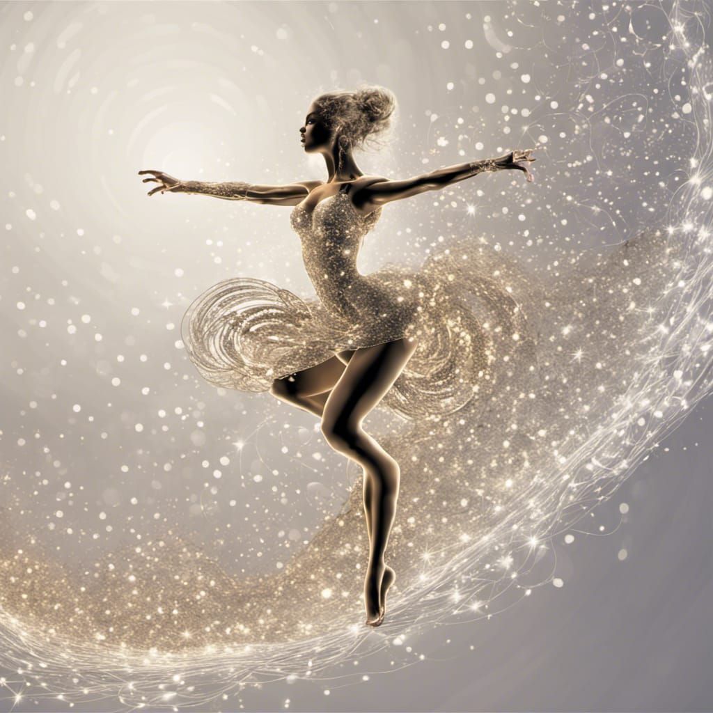Glittering Dancer with Abstract Fractal Patterns