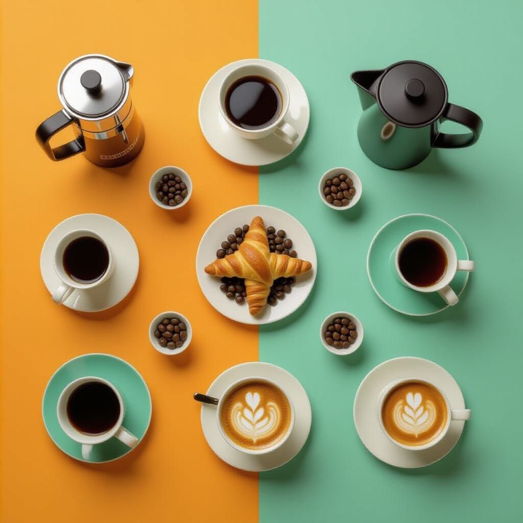 Knolling Flat Lay Photo of Coffee Preparation Items