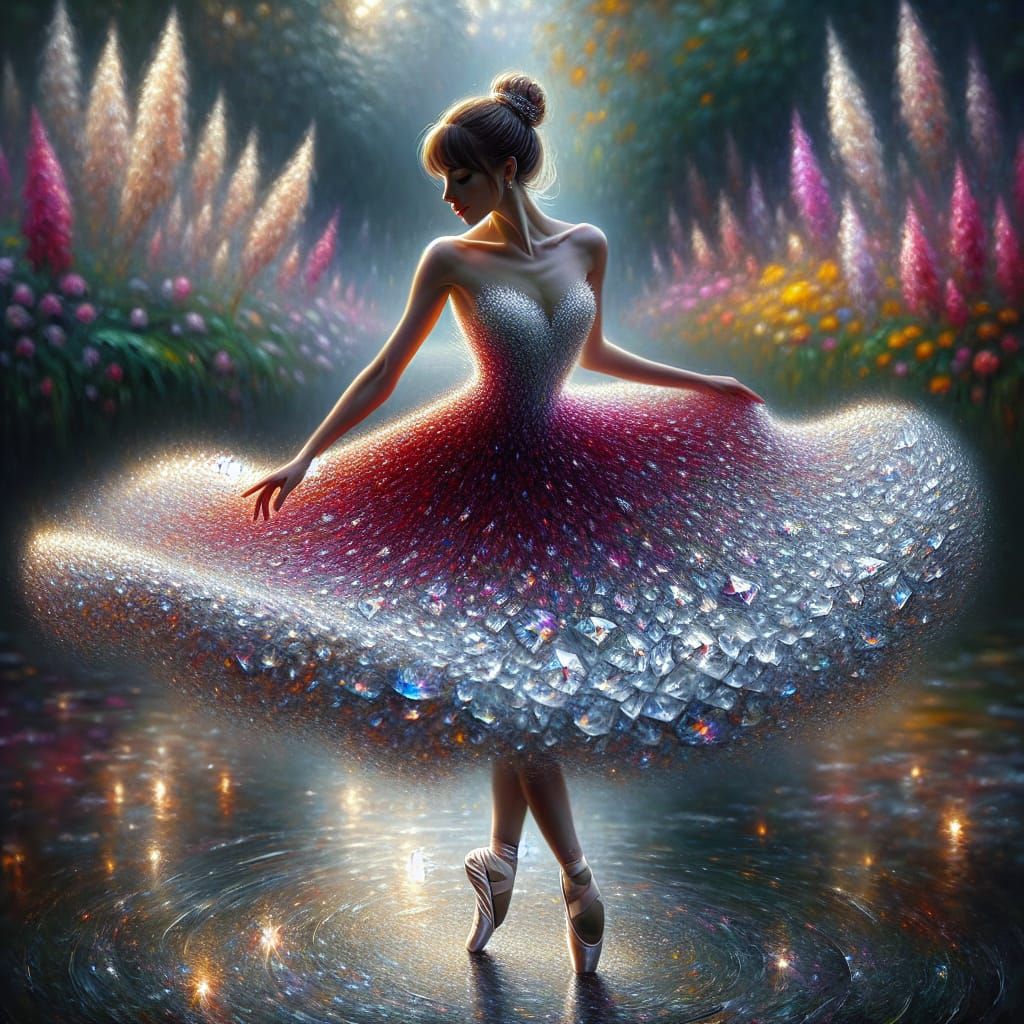 Hyper-Realistic Diamond Dancer in Oil Painting