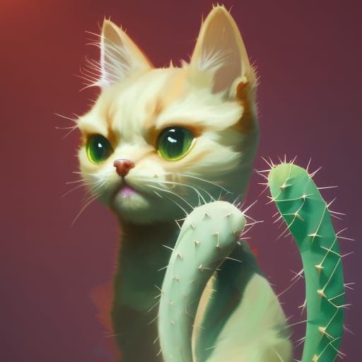 Adorable Cat-Shaped Cactus Concept Art