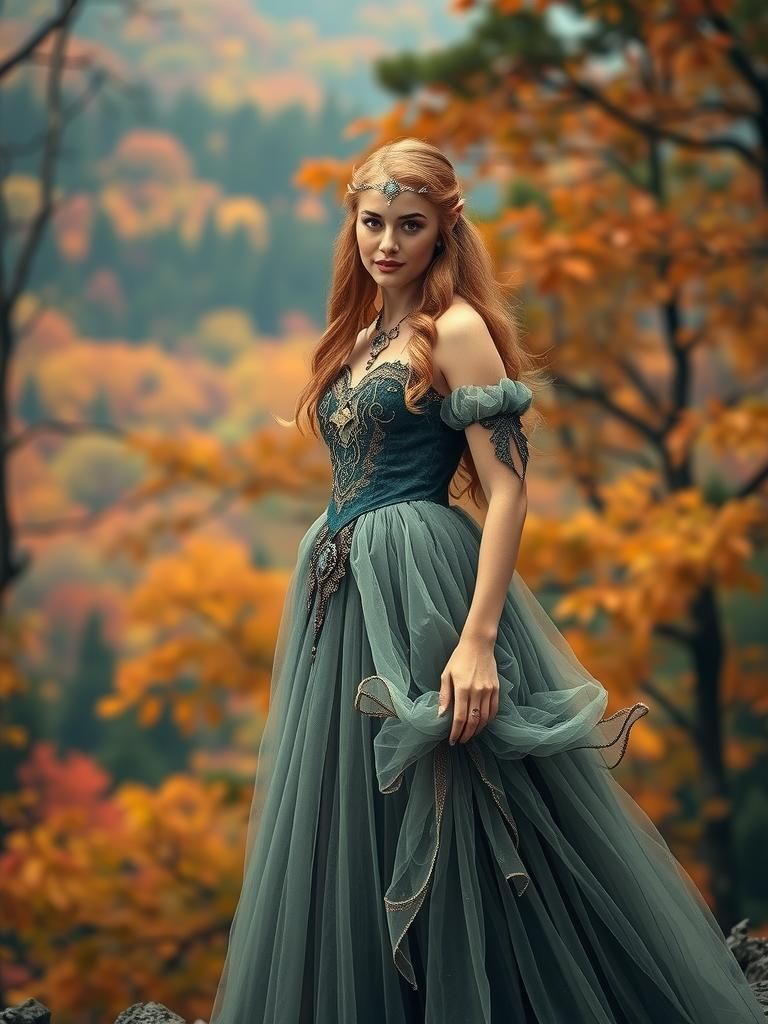 Elven Princess in Autumn Forest