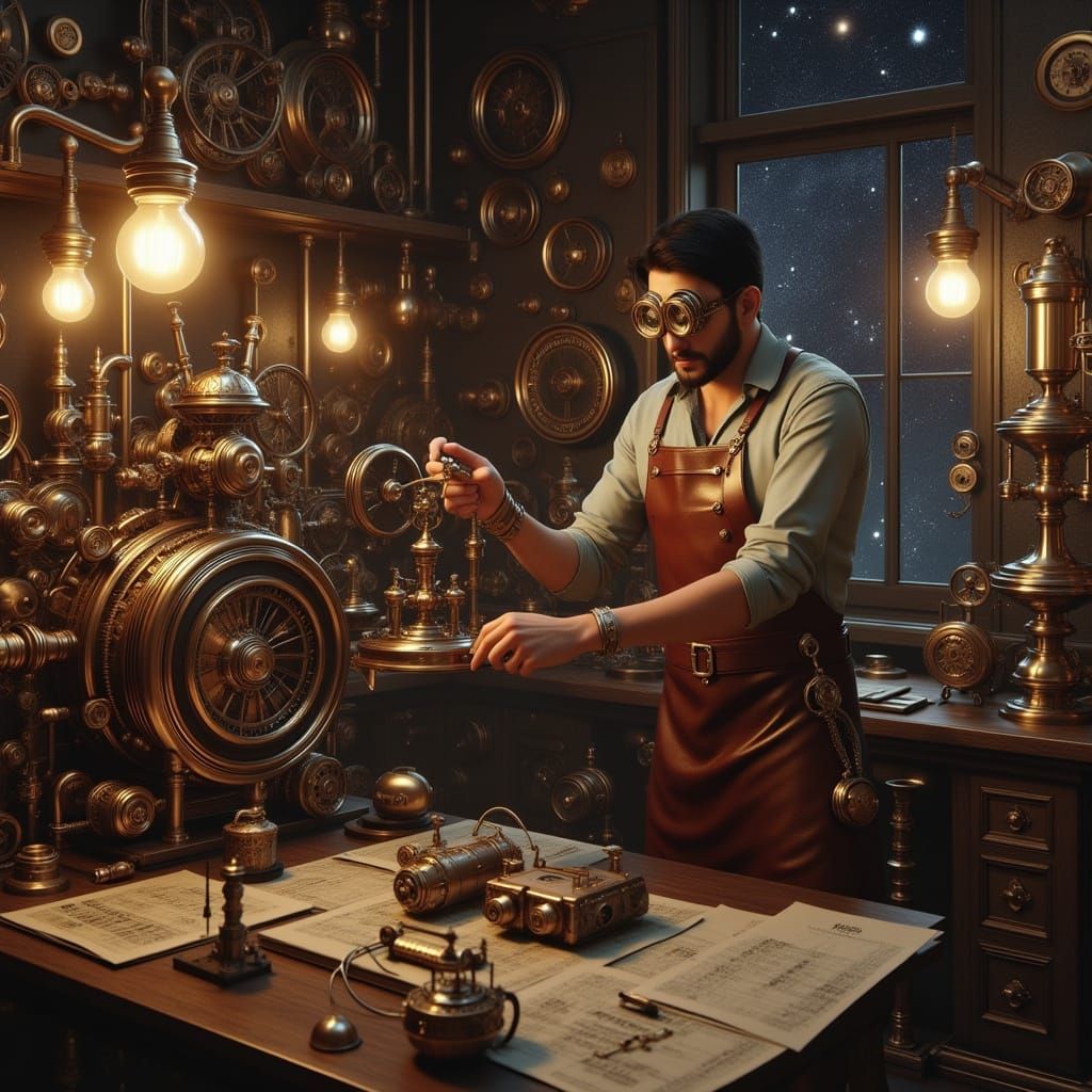 **"Innovativer Erfinder entfaltet mechanische Genialität in ...