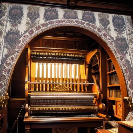 Jacquard Loom Creates Damask Fabric